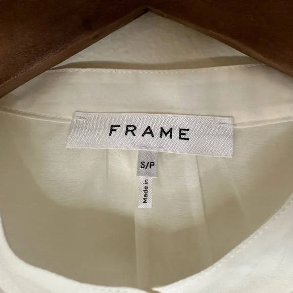 Frame Vintage Blush Off-White Semi-Sheer Cotton/Silk Blouse - Picture 5 of 6